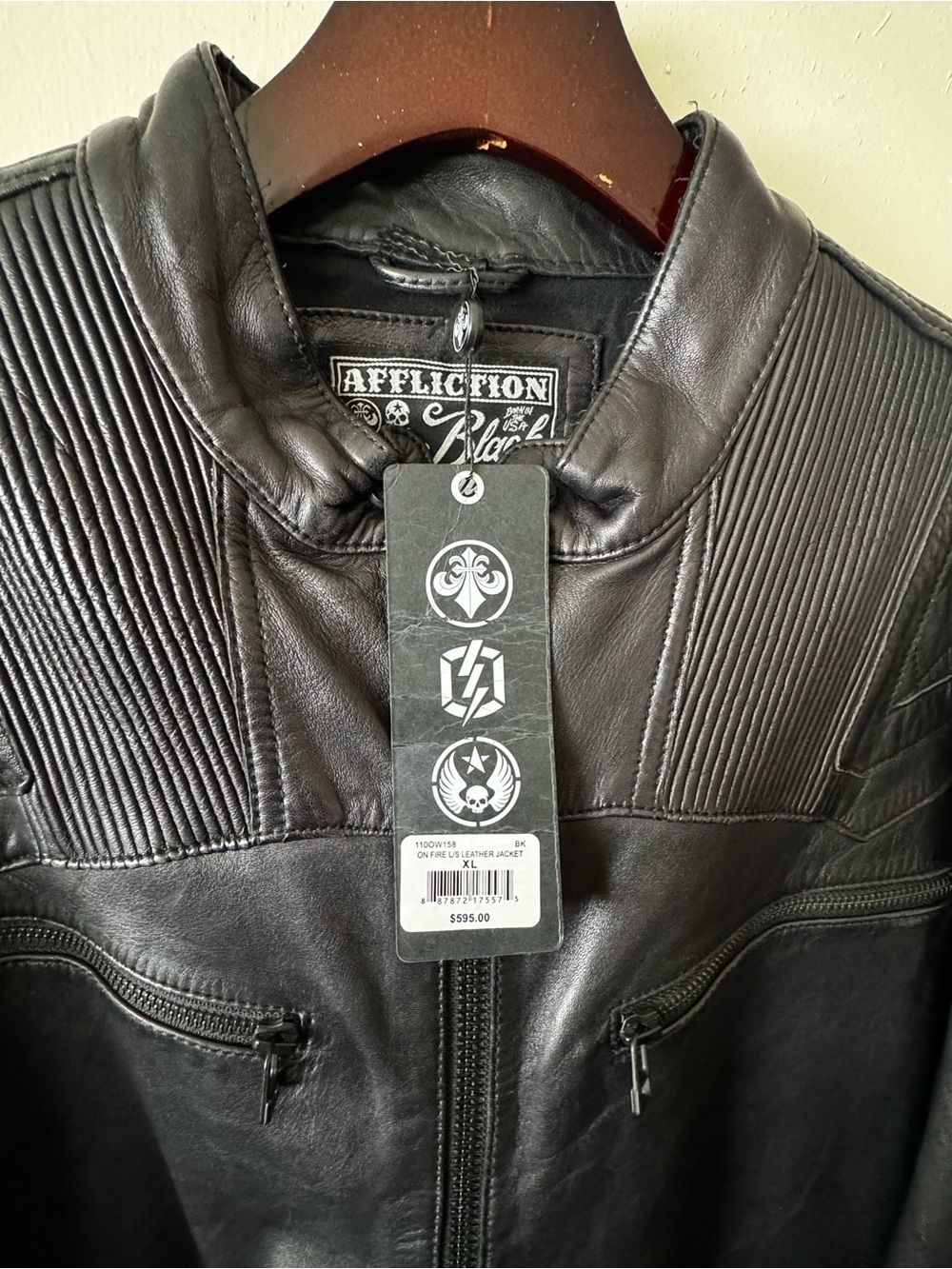 Affliction Men's Black Leather Jacket - Picture 2 of 5